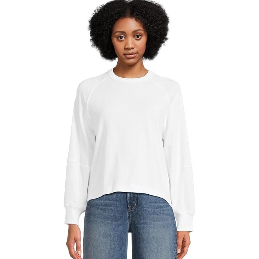 Madewell T-Shirt Women's 2XL White 100% Cotton Raglan Sleeve Crew Neck RED401